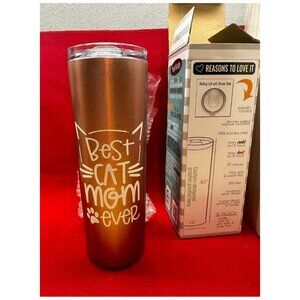 "Best Cat Cat Mom Ever" Insulated Tumbler Stainless Steel by B&J Designs NIB!